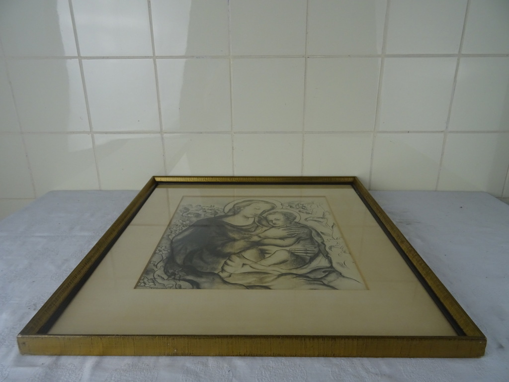 Antieke tekening Maria en Jezus in lijst - Afbeelding 26