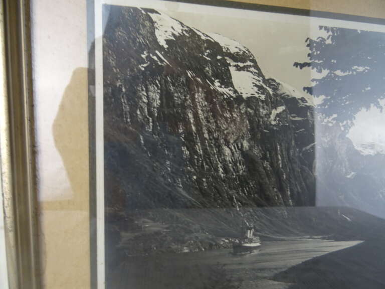 Antieke foto fjord Noorwegen in lijst
