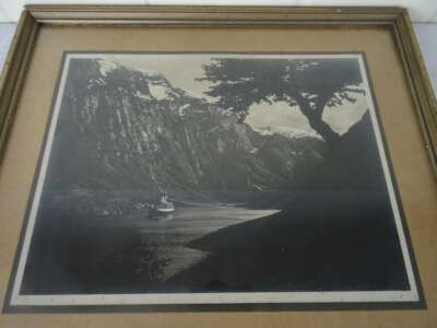 Antieke foto fjord Noorwegen in lijst