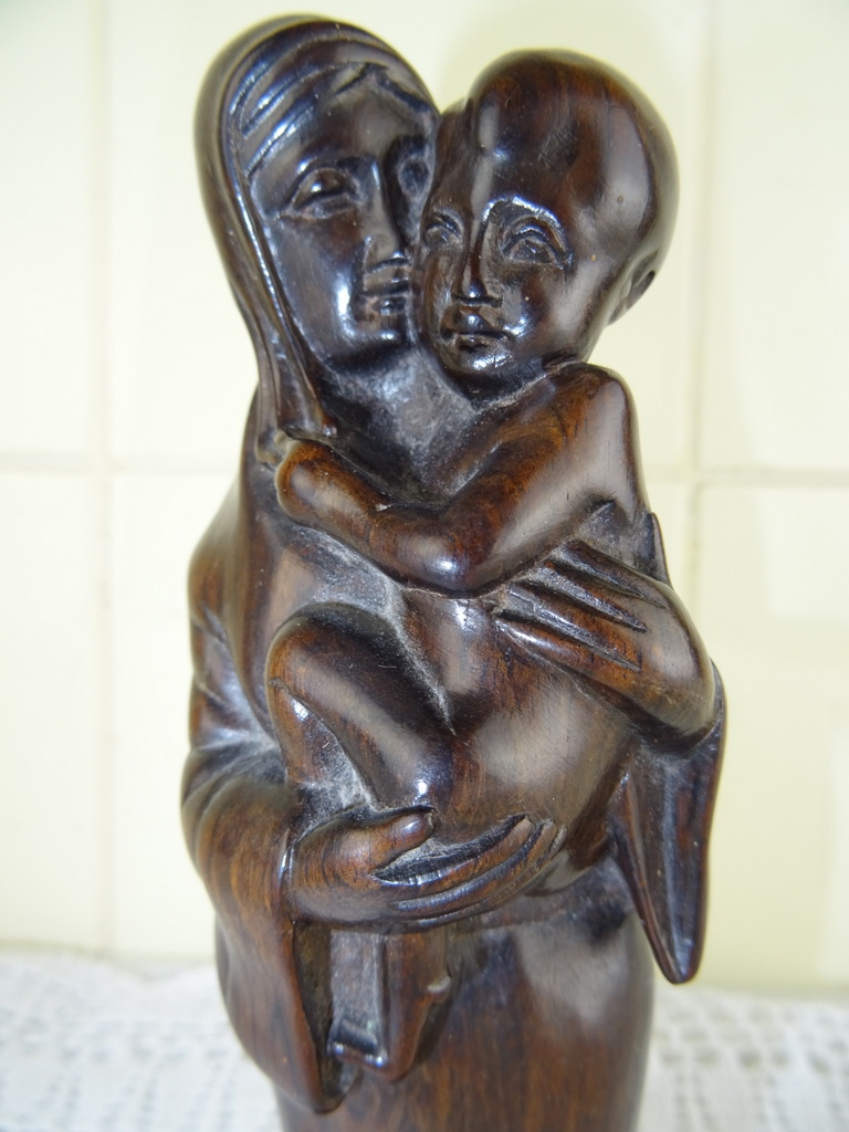 Antiek ebbenhouten Mariabeeld - Afbeelding 5