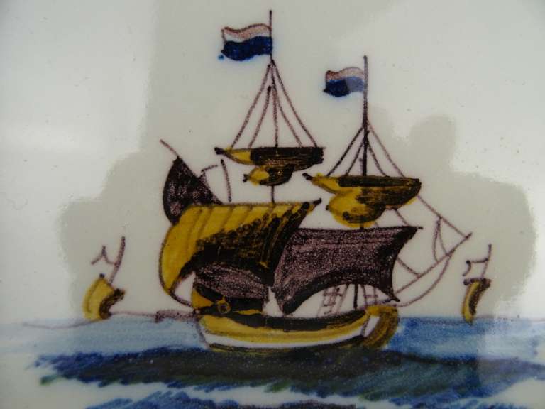 Delfts blauwe tegel Tichelaar Makkum met schepen