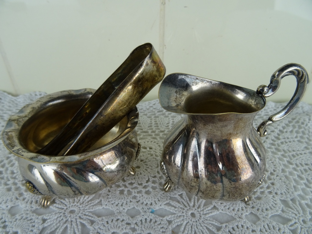 Verzilverd suiker en melk stel Verzilverd suiker en melk stel