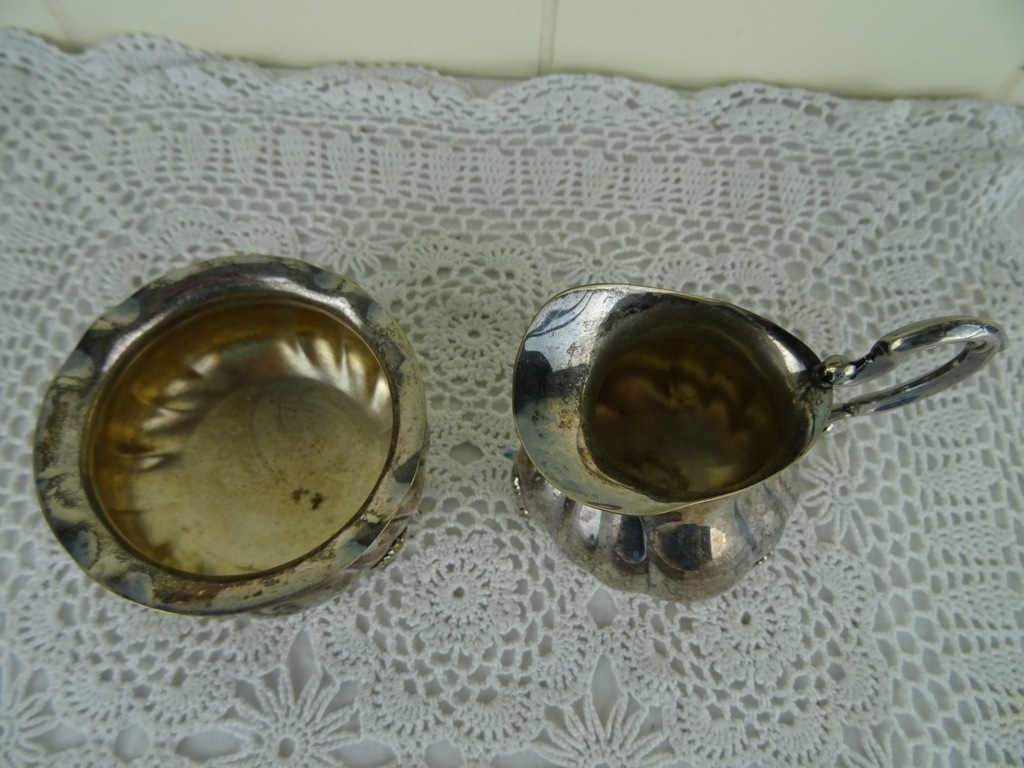 Verzilverd suiker en melk stel Verzilverd suiker en melk stel