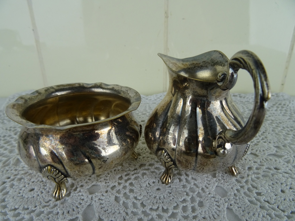 Verzilverd suiker en melk stel Verzilverd suiker en melk stel