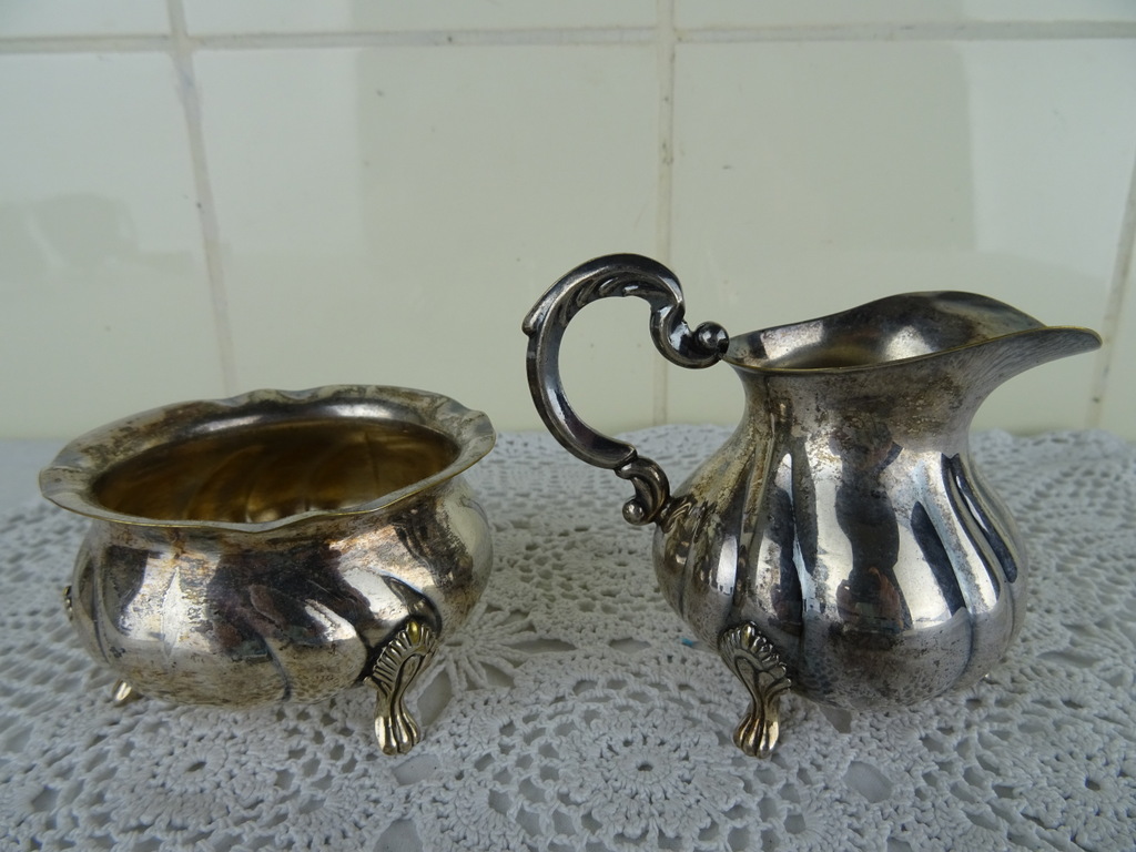 Verzilverd suiker en melk stel Verzilverd suiker en melk stel