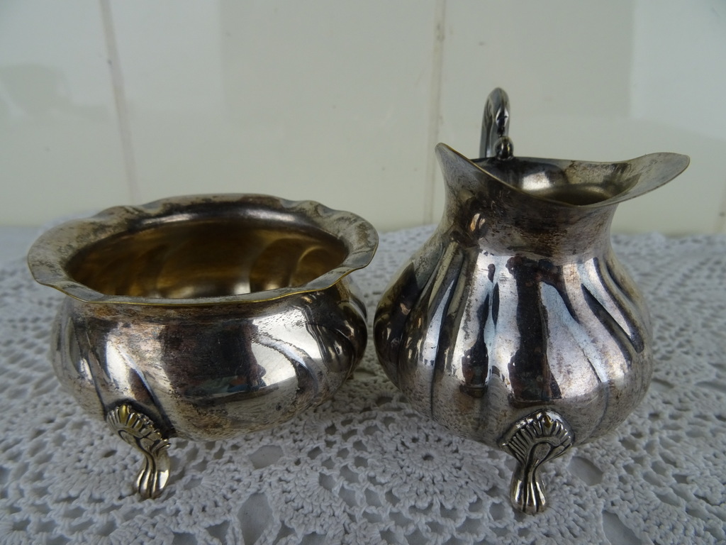 Verzilverd suiker en melk stel Verzilverd suiker en melk stel