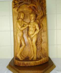 Houtsnijwerk Adam en Eva door Constant Grooten