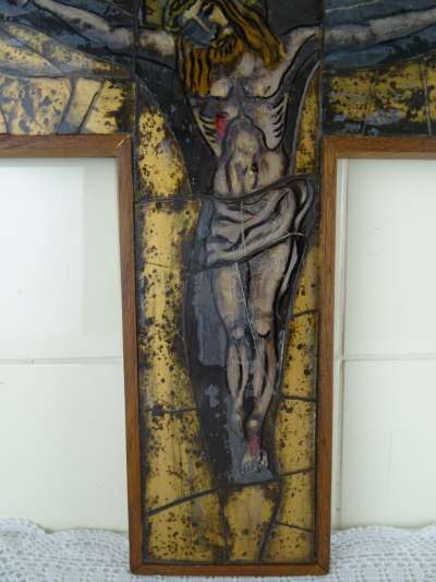 Gebrandschilderd kruisbeeld mozaïek