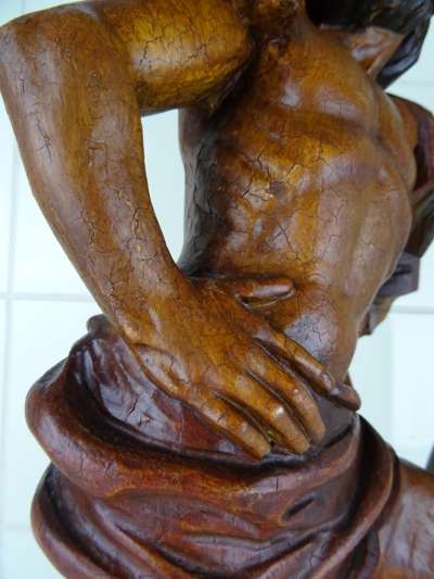 Antiek houten beeld Heilige Christoffel