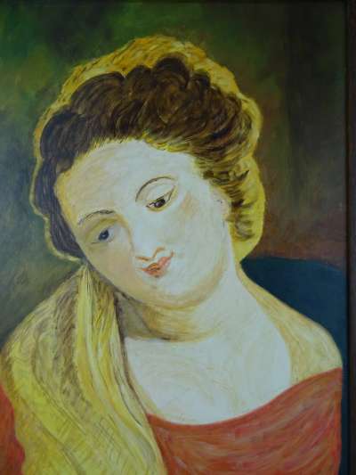 Kleurrijk schilderij van een vrouw