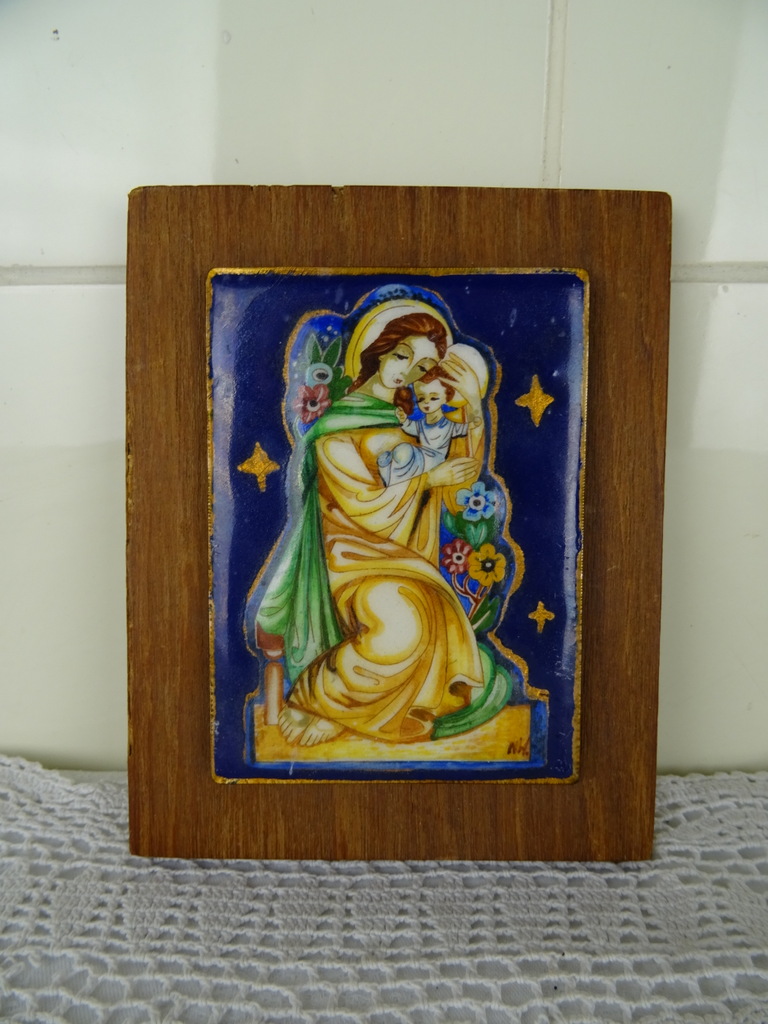 Geëmailleerd kunstwerk Heilige Maria Geëmailleerd kunstwerk Heilige Maria