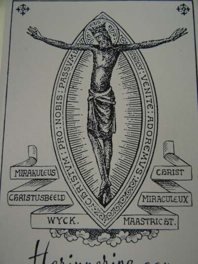 Antieke aardewerk tegel Mirakuleus Christbeeld