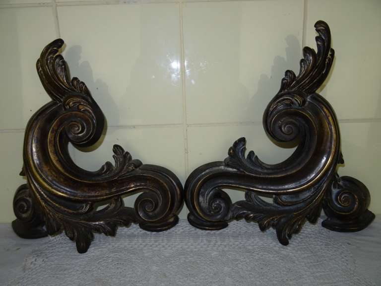 Stel bronzen Neo Rococo vuurbokken