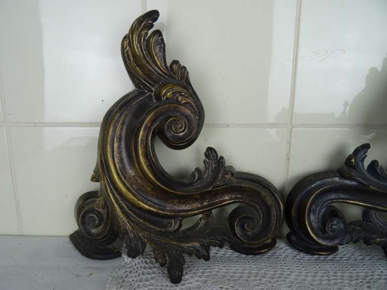 Stel bronzen Neo Rococo vuurbokken