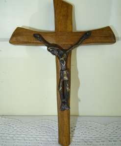 Antiek teakhouten kruisbeeld G. Moutié