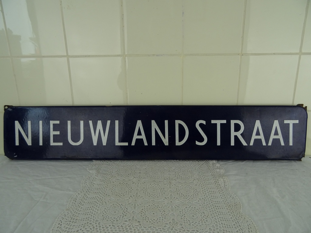 Vintage straatnaambord Nieuwlandstraat - Afbeelding 2