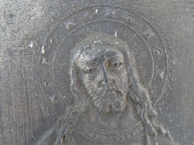 Antiek tinnen icoon Jezus Christus
