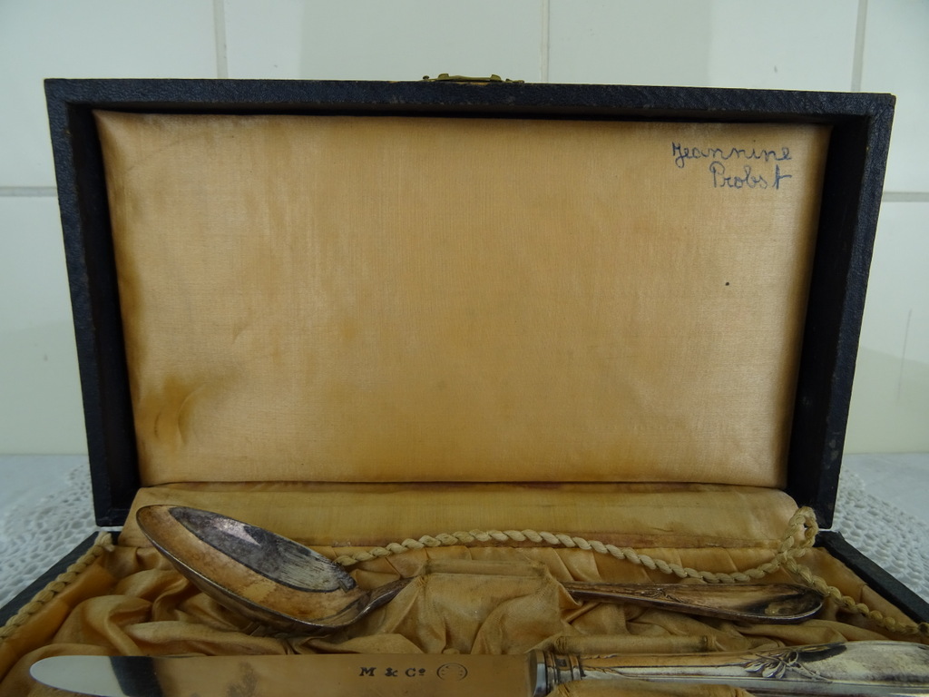 Antiek zilveren bestek in houten doos - Afbeelding 3