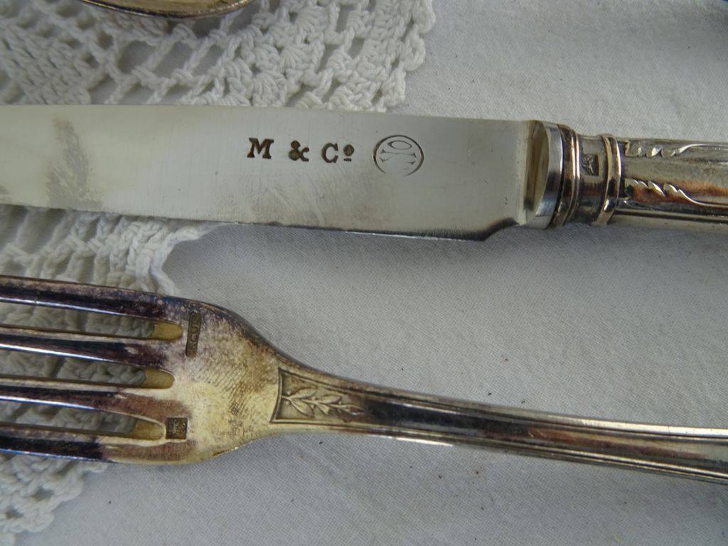 Antiek zilveren bestek in houten doos - Afbeelding 6