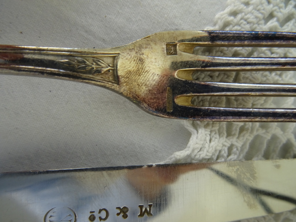 Antiek zilveren bestek in houten doos - Afbeelding 7