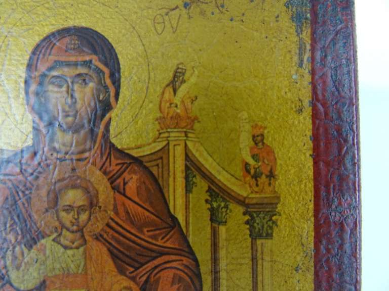 Antiek icoon Heilige Maria en Jezus