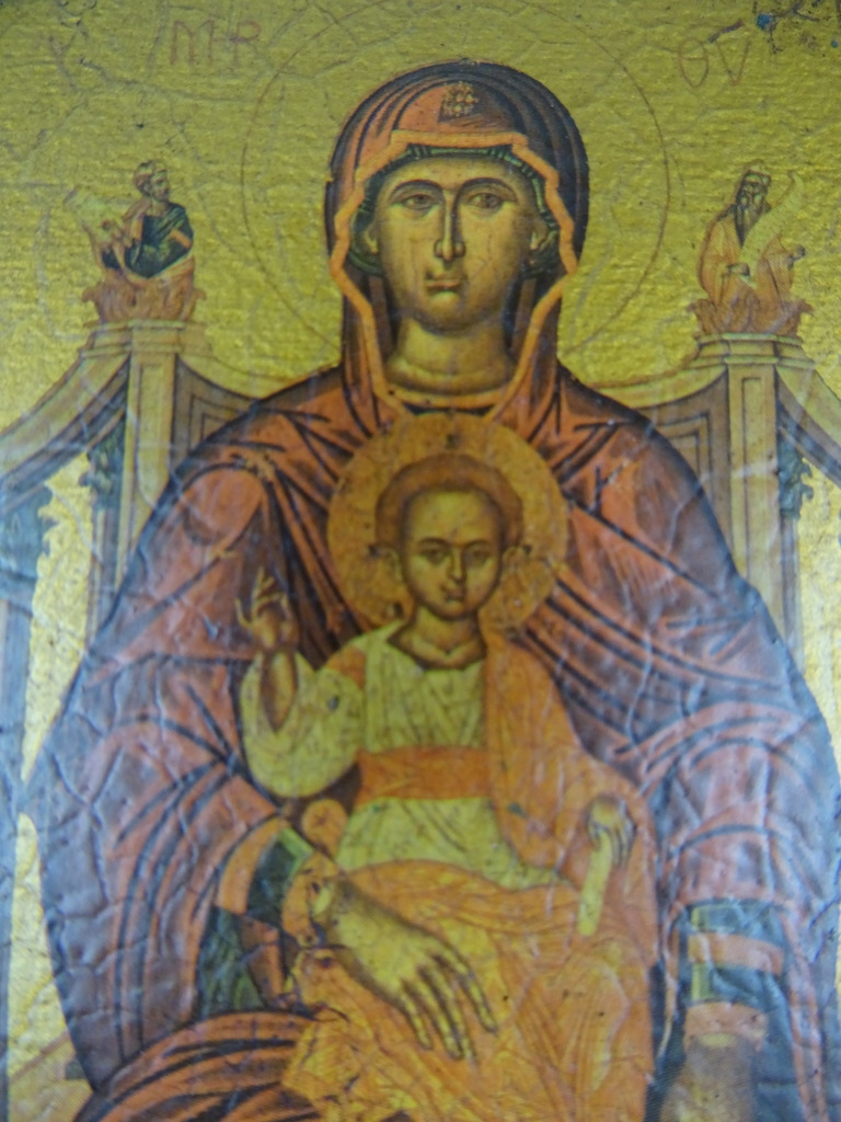 Antiek icoon Heilige Maria en Jezus