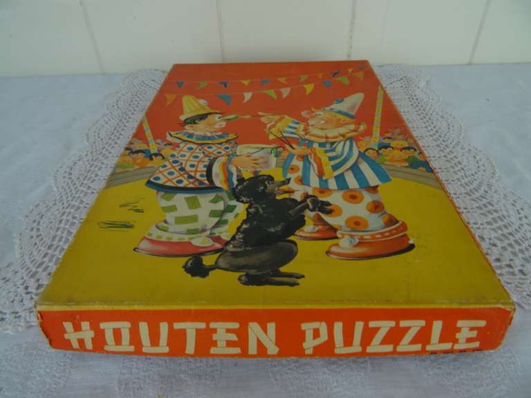 Vintage houten puzzel Clowns