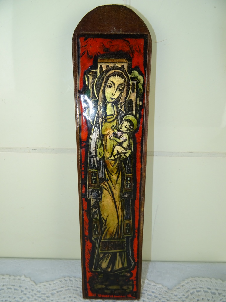 Antiek geëmailleerd icoon Heilige Maria