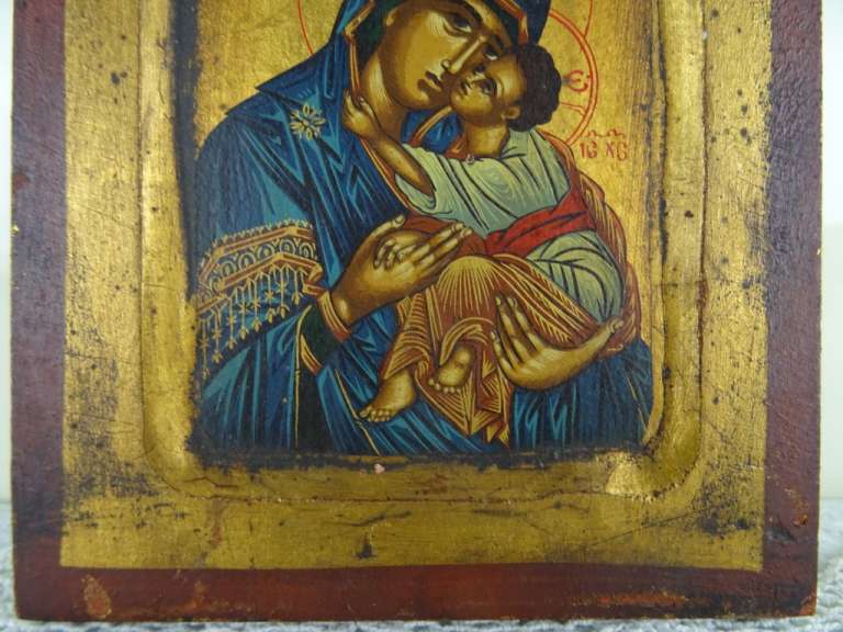 Antiek icoon Heilige Maria met Jezus