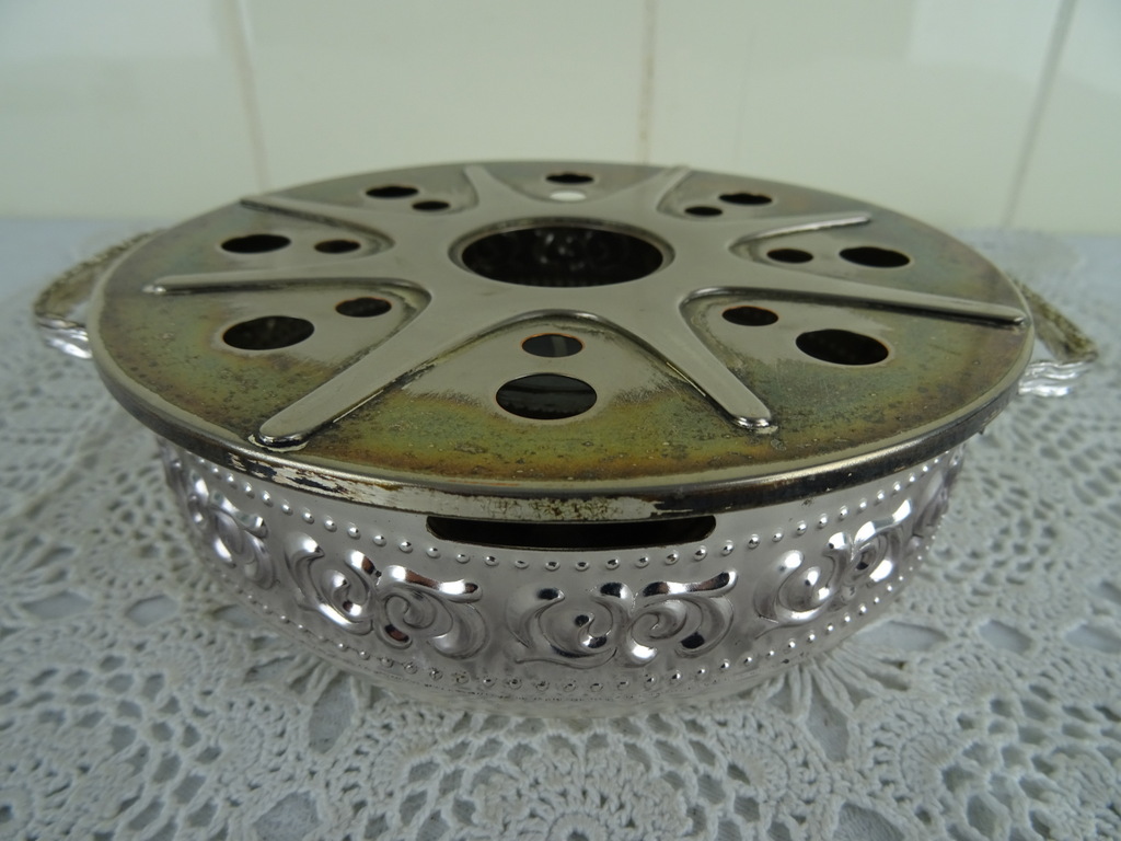 Antieke verzilverde theepot verwarmer