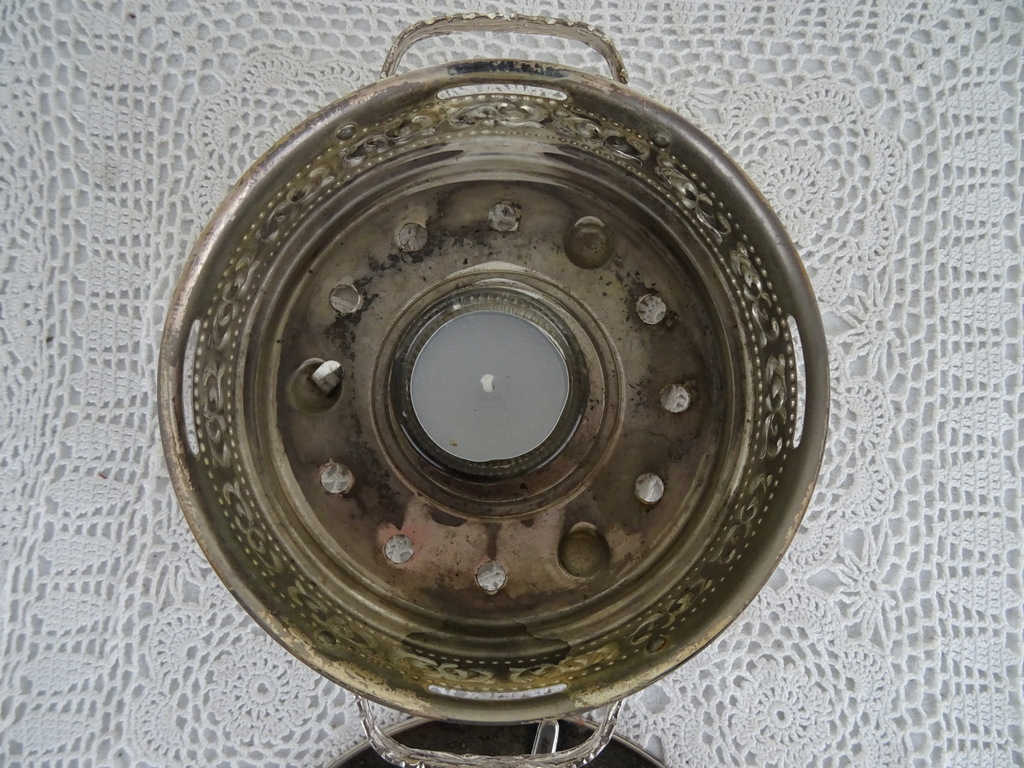 Antieke verzilverde theepot verwarmer - Afbeelding 8