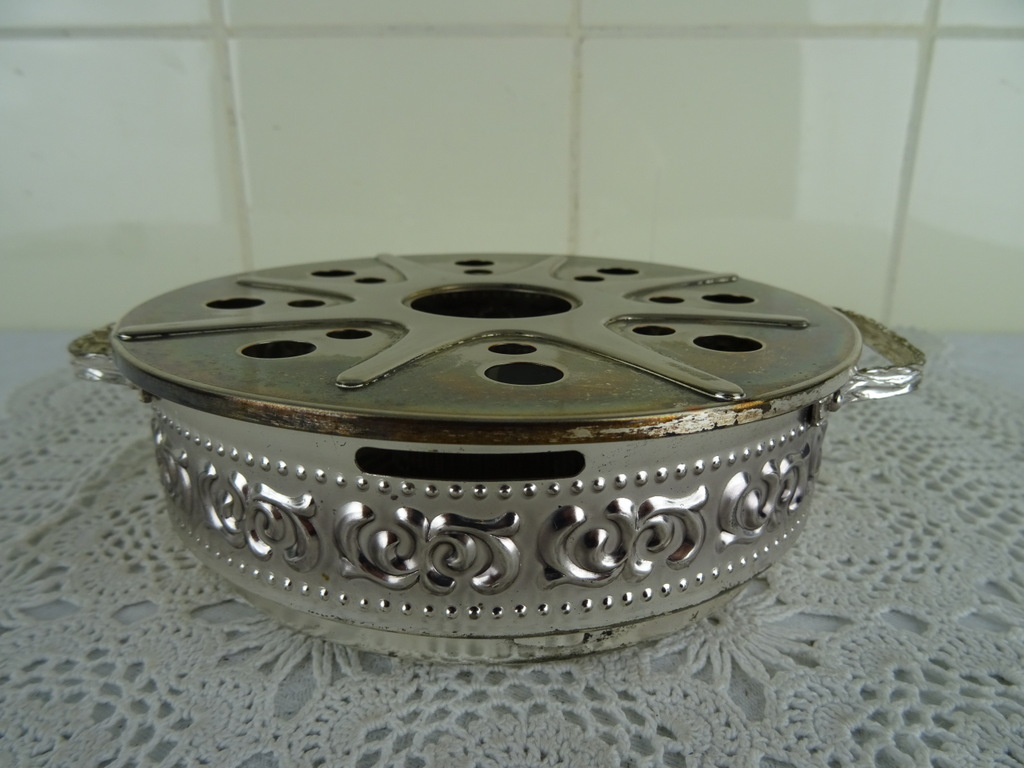 Antieke verzilverde theepot verwarmer - Afbeelding 14