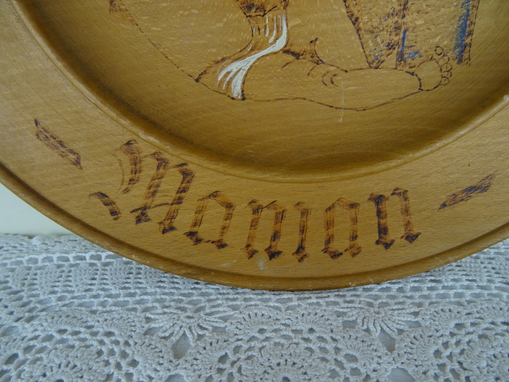 Antiek houten wandbord moeder en kind - Afbeelding 7