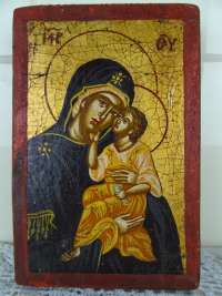Antiek geschilderd icoon Maria en Jezus
