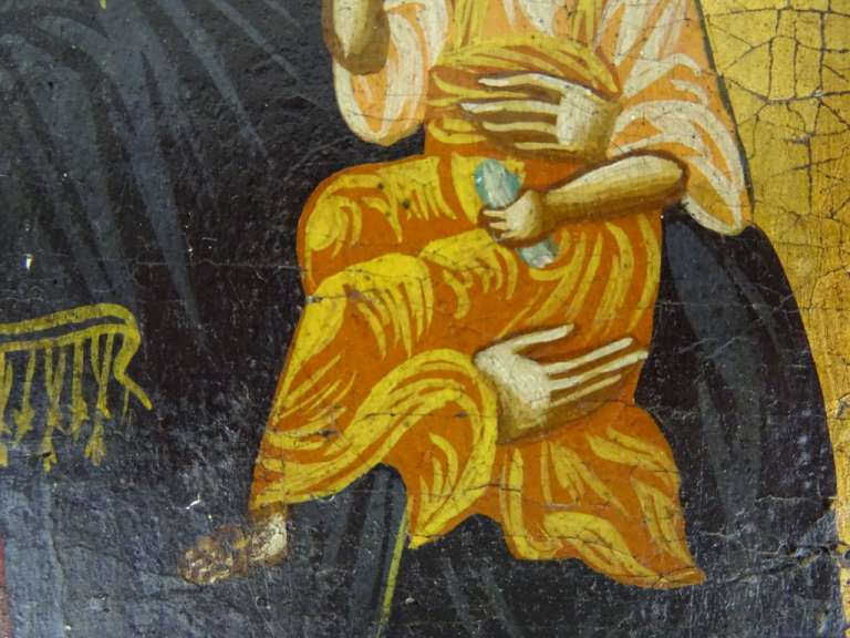 Antiek geschilderd icoon Maria en Jezus