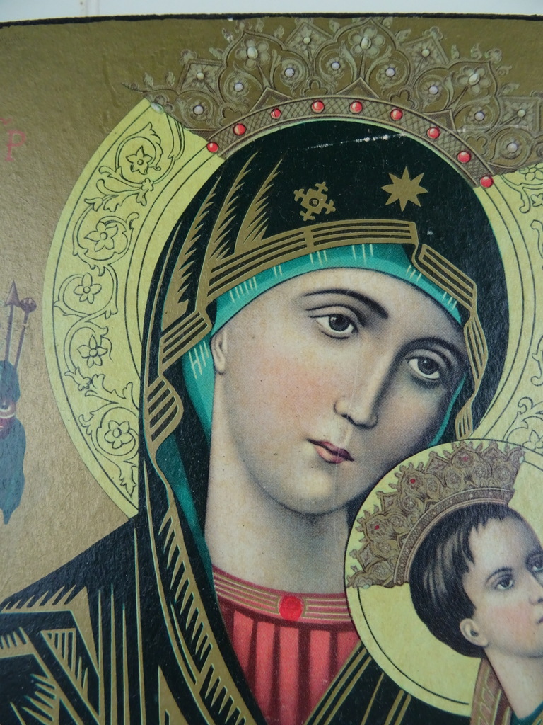 Antiek Icoon Heilige Maria en Jezus