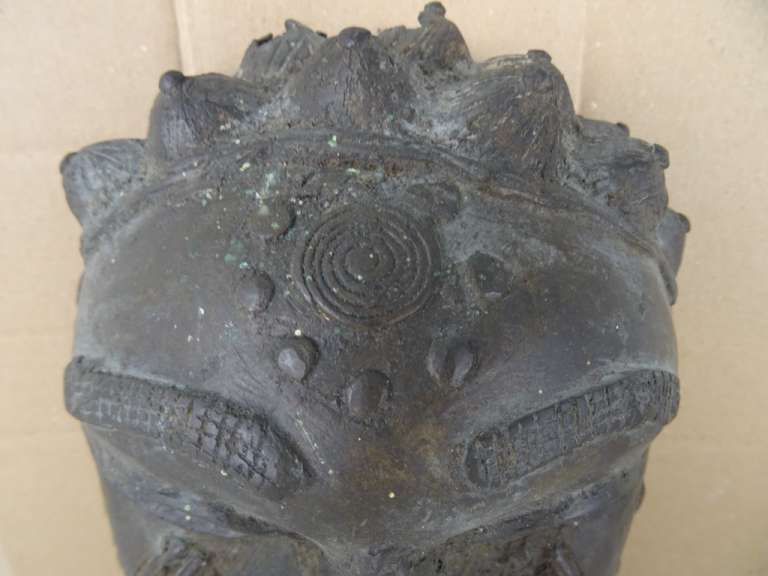 Antiek bronzen Dan masker