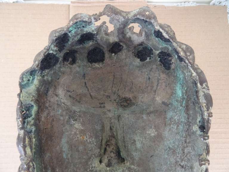 Antiek bronzen Dan masker