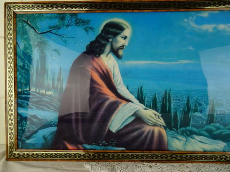 Antiek kunstwerk Jezus Christus bij nacht