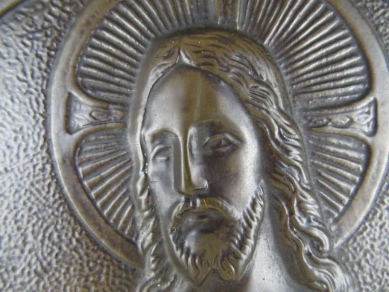 Antieke plaquette Jezus met spreuk