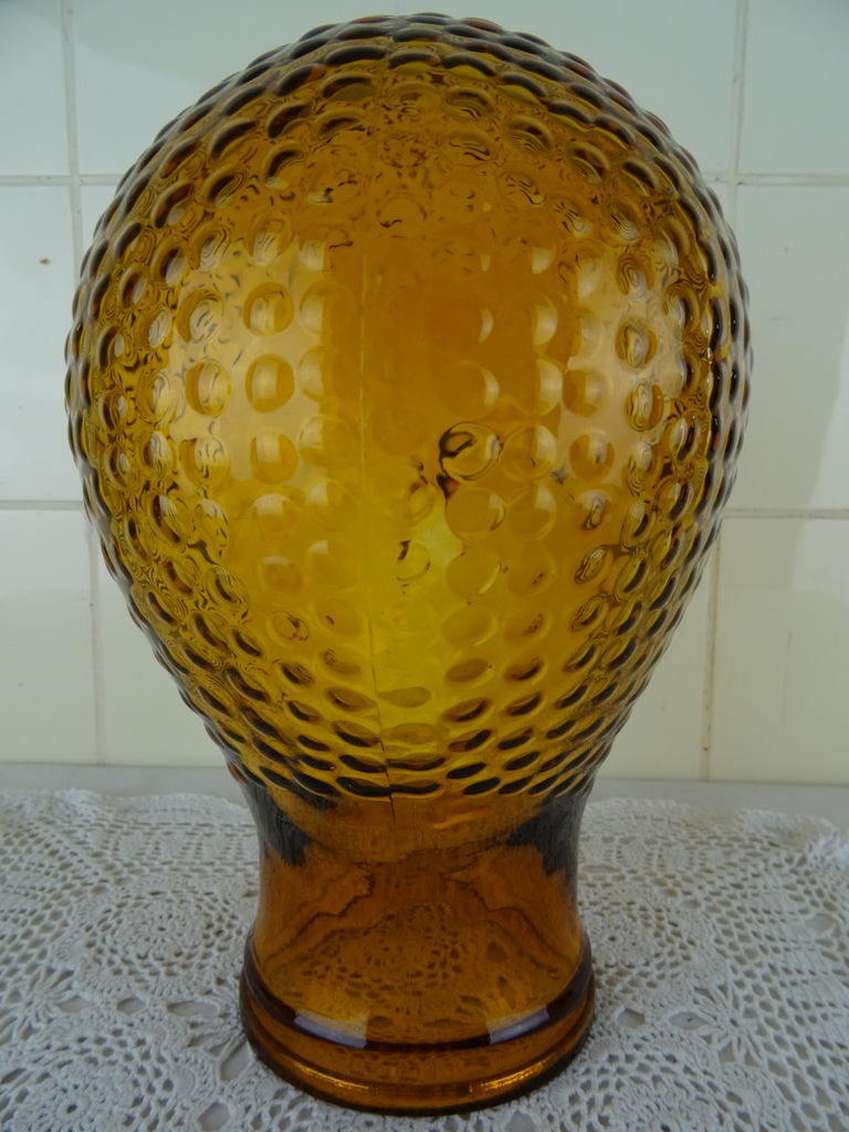 Vintage glazen etalagehoofd oranje bruin - Afbeelding 3