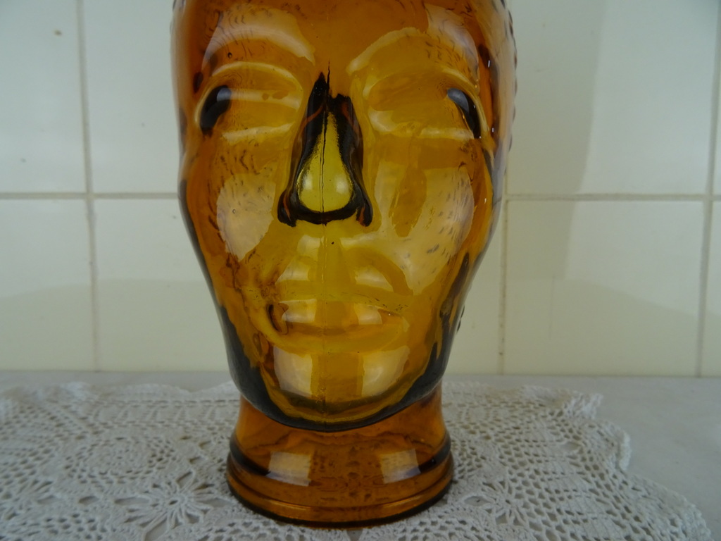 Vintage glazen etalagehoofd oranje bruin - Afbeelding 10