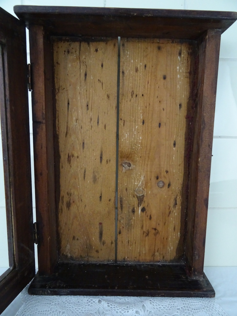Antiek houten vitrinekastje Biedermeier stijl - Afbeelding 7
