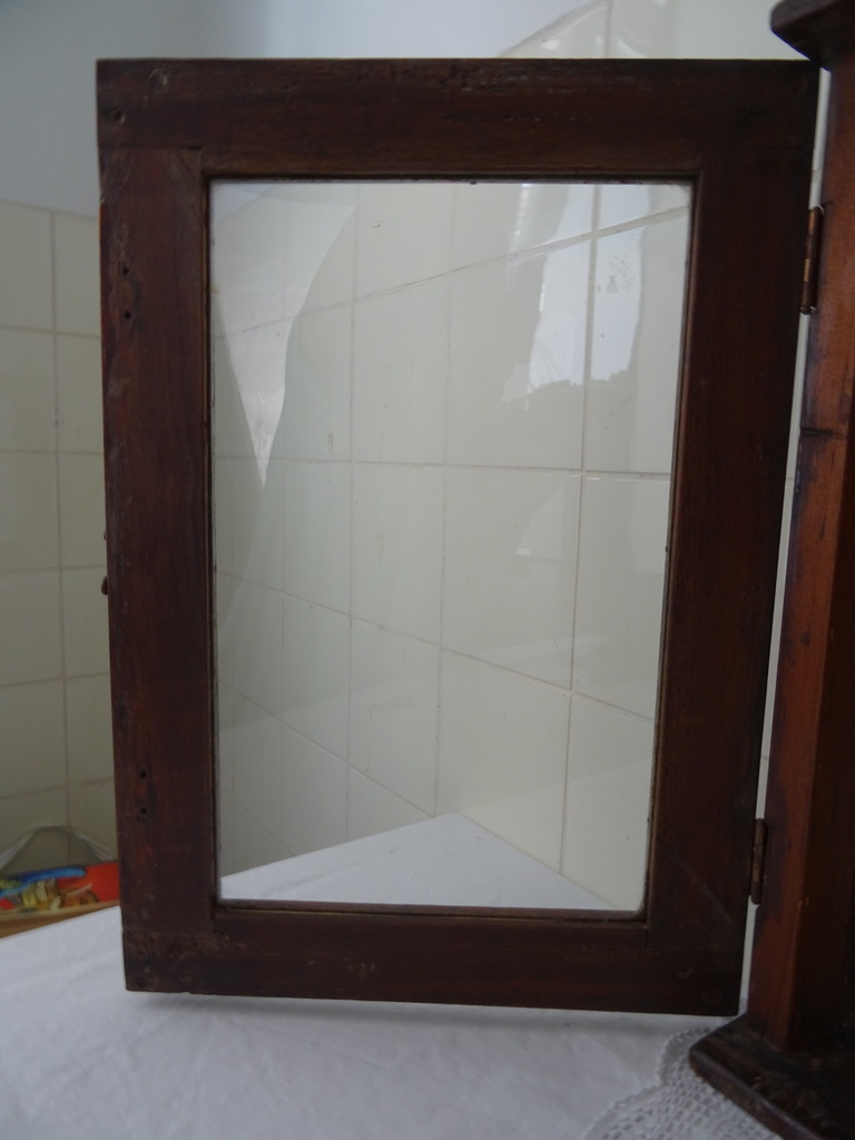 Antiek houten vitrinekastje Biedermeier stijl - Afbeelding 11