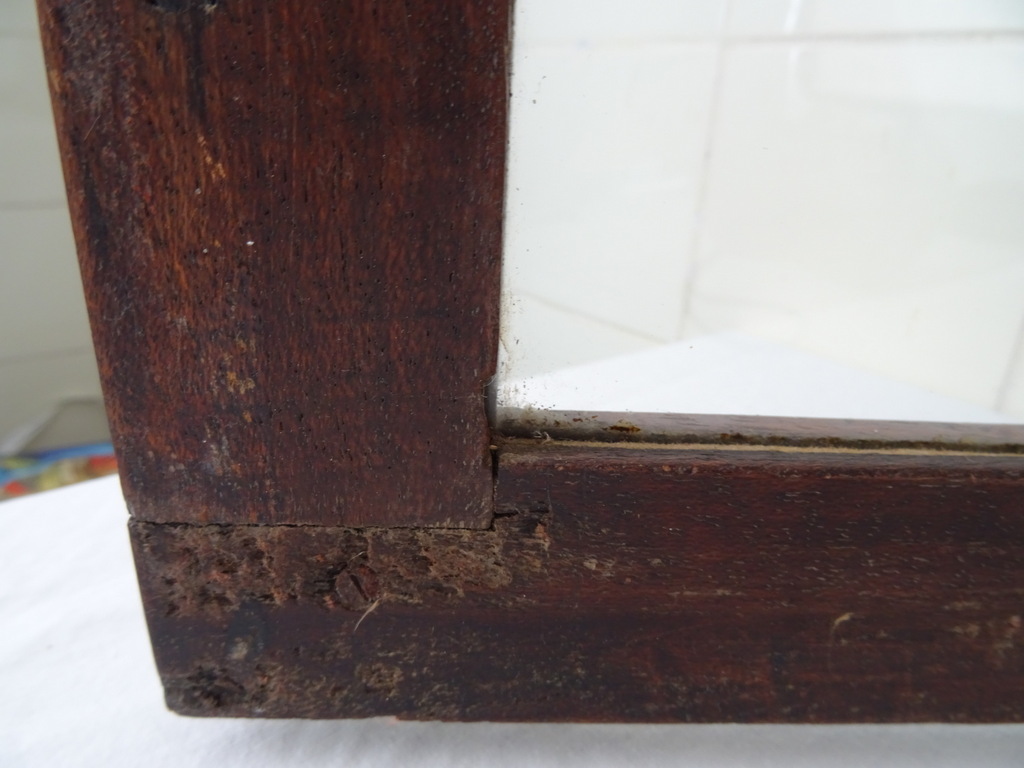 Antiek houten vitrinekastje Biedermeier stijl - Afbeelding 15