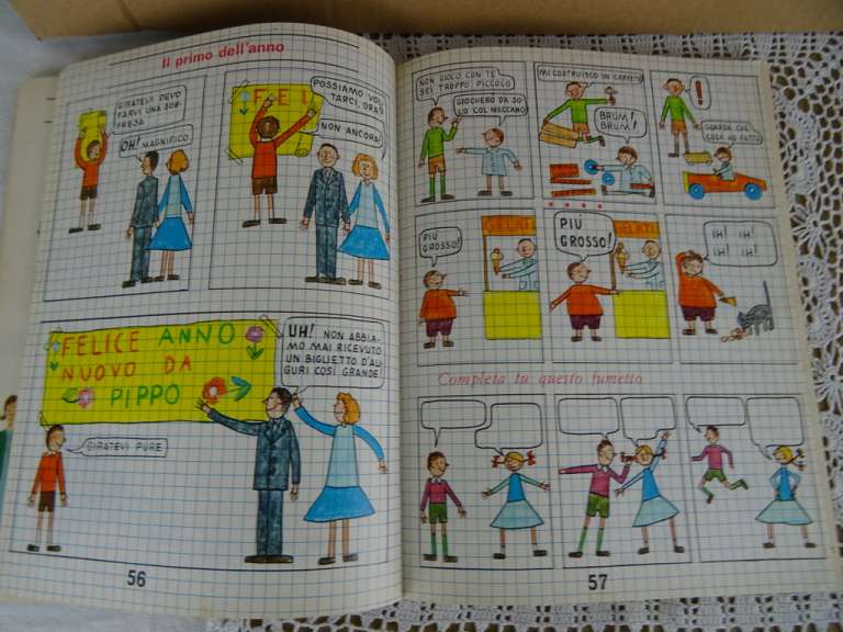 Vintage Italiaans schoolboek eerste klas