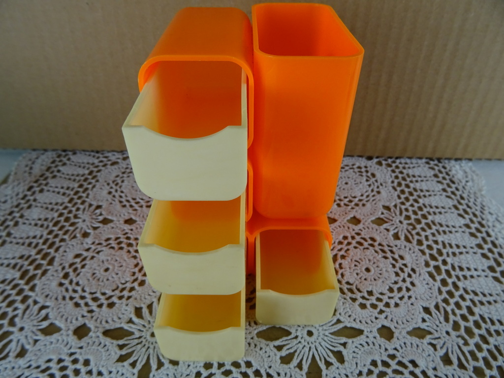 Vintage oranje Space Age pennenbak - Afbeelding 3