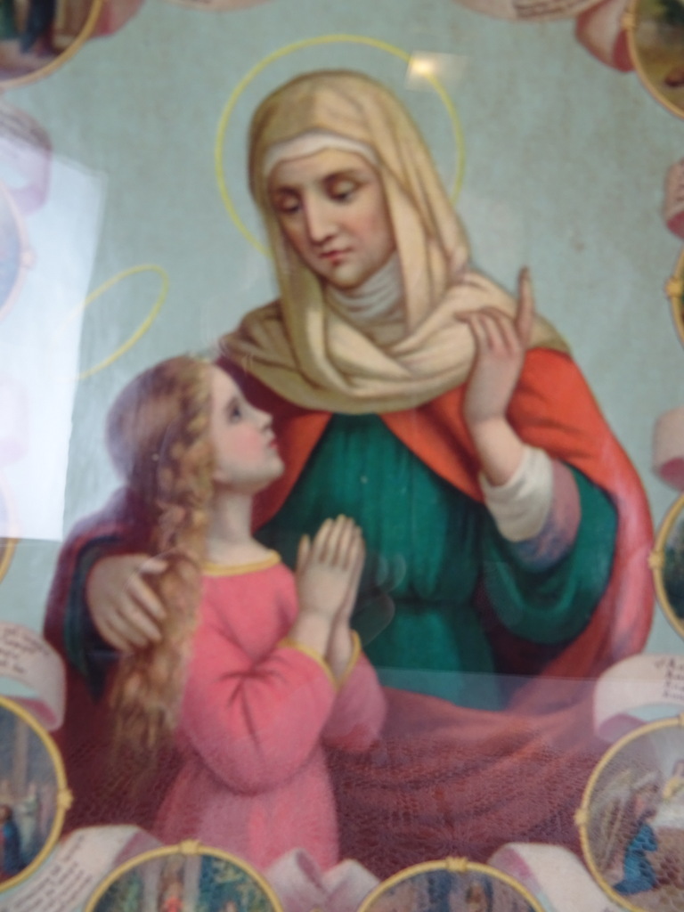 Antieke religieuze prent in Tramp art lijst - Afbeelding 7