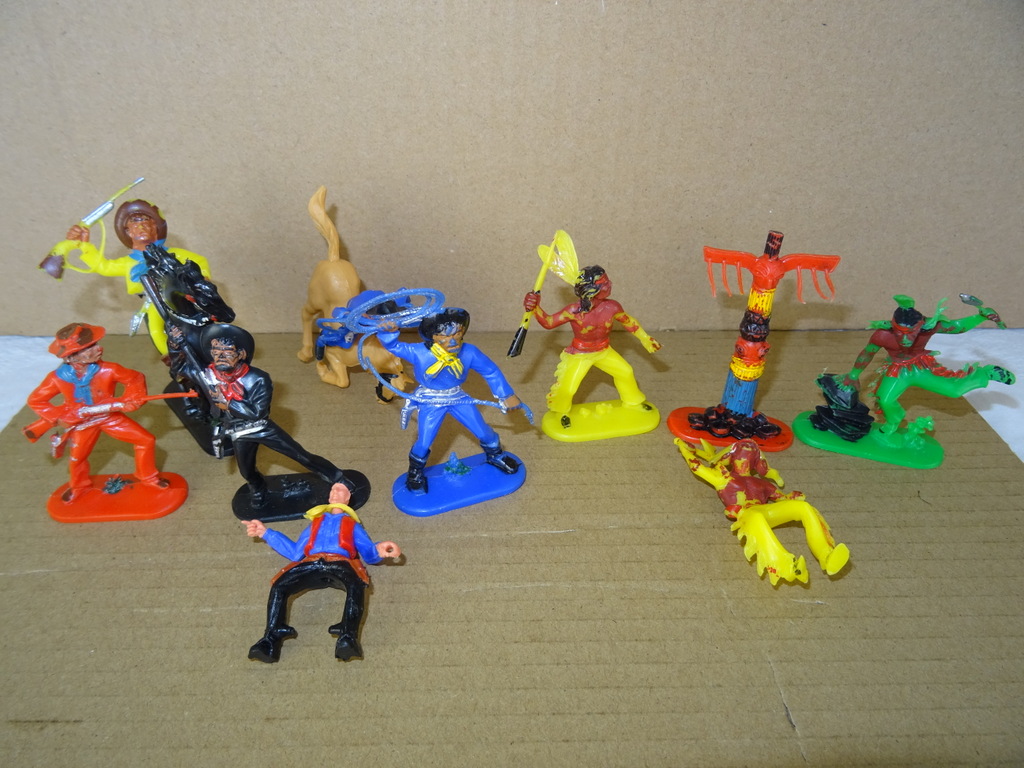 Collectie miniatuur cowboys en indianen