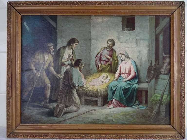 Antieke prent Heilige Familie